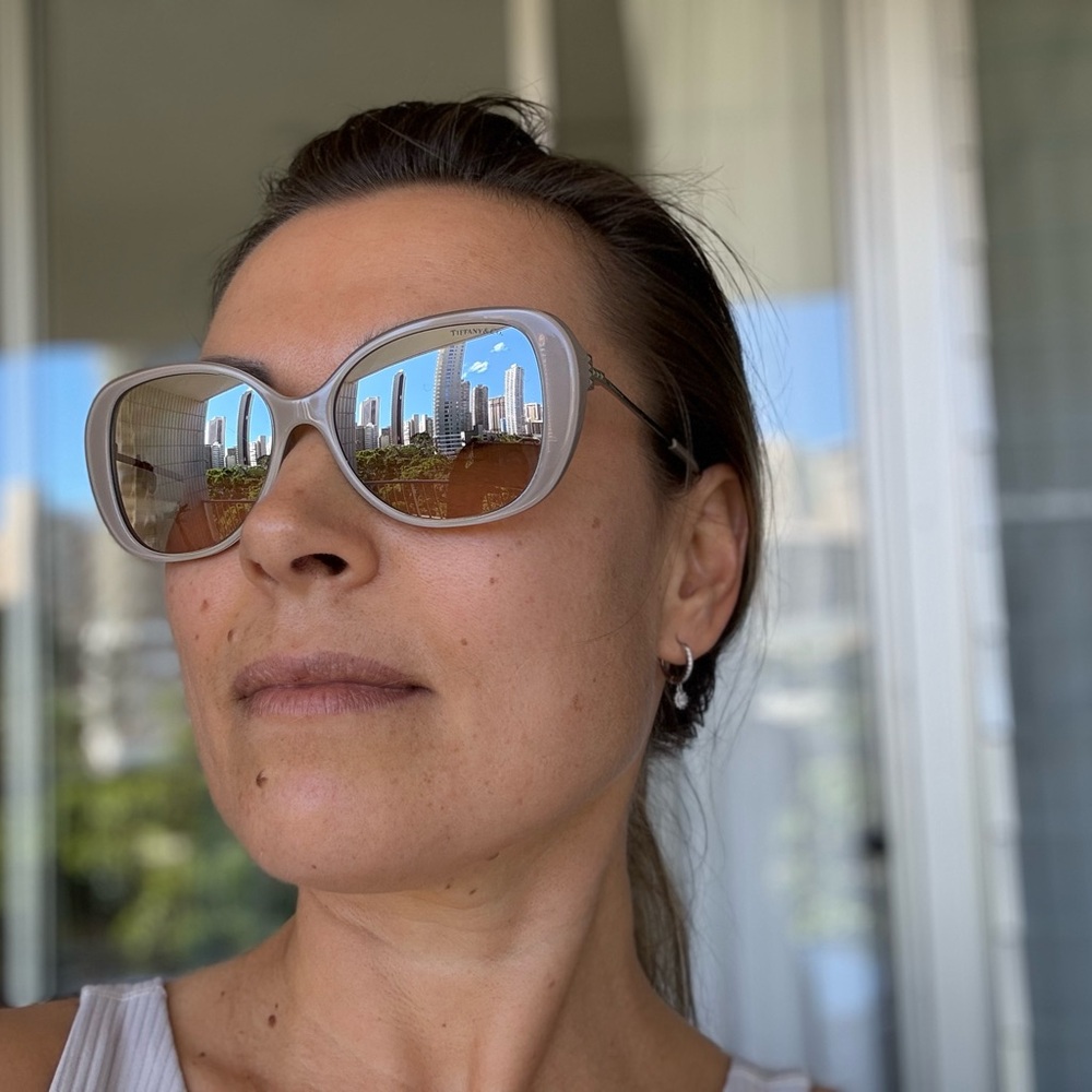 Tiffany & Co. Silver Sunglasses with Reflective Lenses